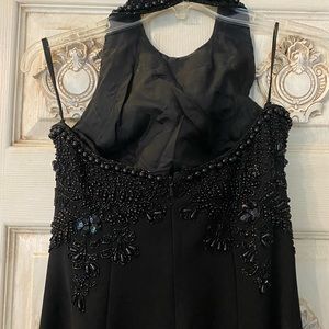 Long beaded black formal dress